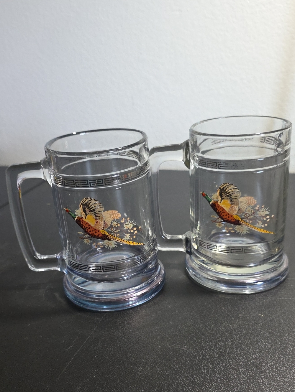 Vintage Princess House Glass Mugs Colonial Game Bird Collection
